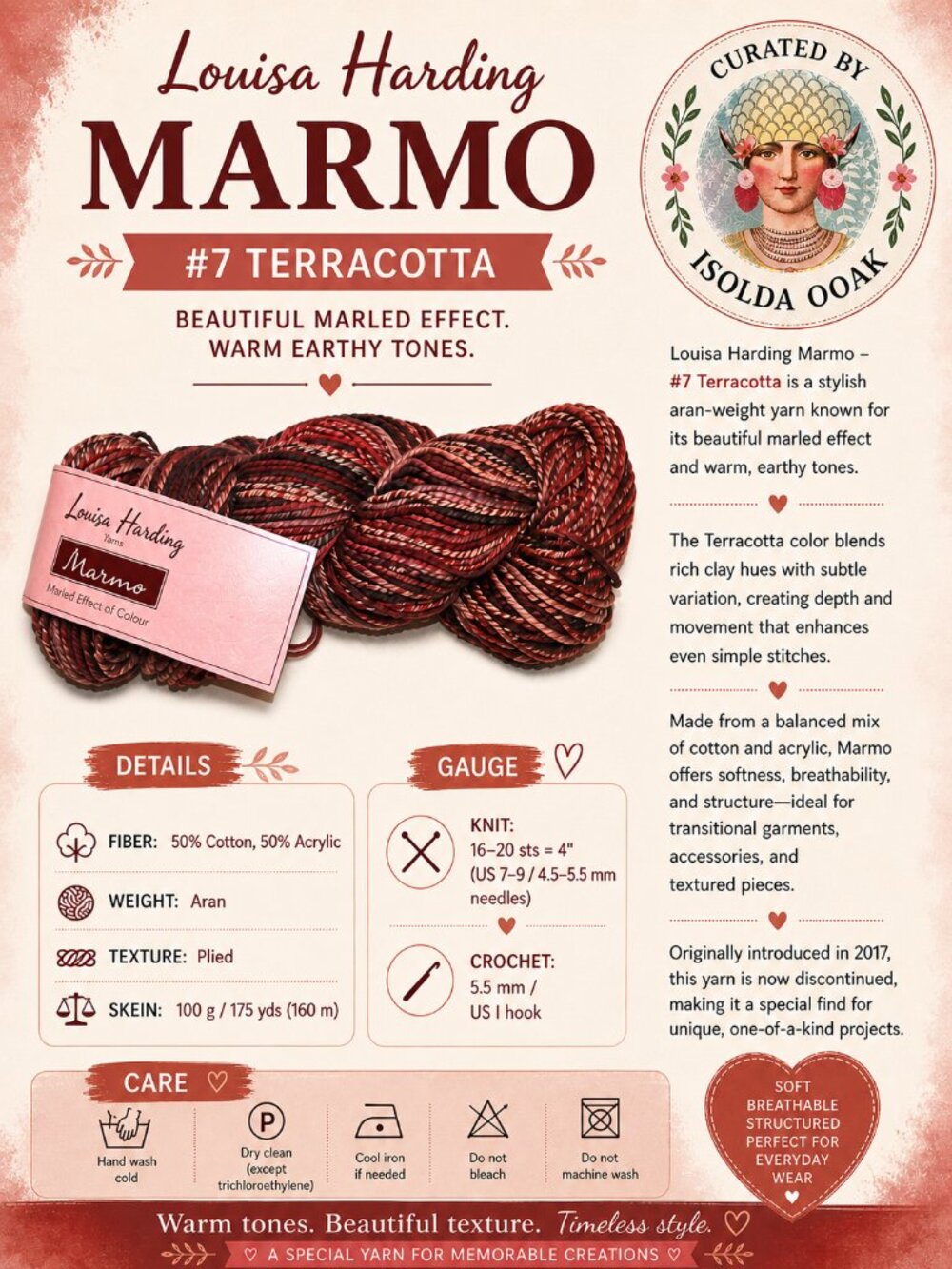 LOUISA HARDING Marmo Yarn – #7 Terracotta 1 skein